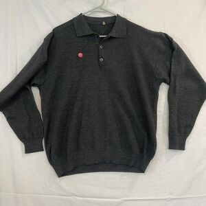 READ Henley Sweater Mens M Gray Wool Blend Collared Pocket Knit Pullover Italy